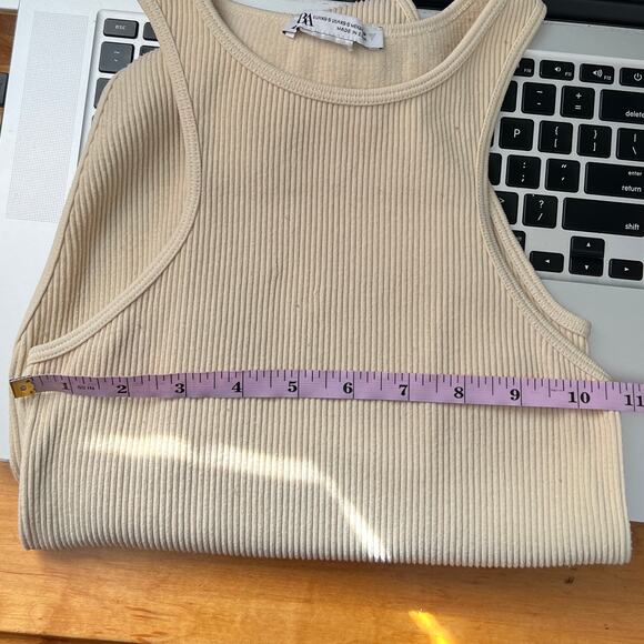 Zara Bodysuit Womens XS Ribbed Stretch Racerback Coquette Capsule Minimalist - Picture 8 of 8